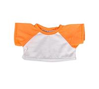 White T-Shirt with Orange Sleeve Fits Most 8"-10" 20cm Teddy Bears, Webkinz, Shining Star and 8"-10" Make Your Own Stuffed Animals