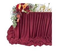 White Table Skirt For Chiffon Wedding Tablecloth Fabric For Sweetheart Birthday Party Cake Decora for Banquet Wedding Birthday Party(Wine red,70X426cm)