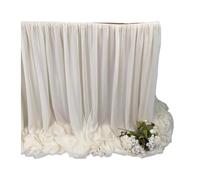White Table Skirt For Chiffon Wedding Tablecloth Fabric For Sweetheart Birthday Party Cake Decora for Banquet Wedding Birthday Party(Beige,70X426cm)