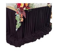 White Table Skirt For Chiffon Wedding Tablecloth Fabric For Sweetheart Birthday Party Cake Decora for Banquet Wedding Birthday Party(Black,70x183cm)