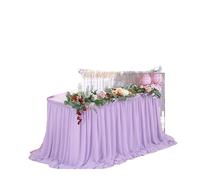 White Table Skirt For Chiffon Wedding Tablecloth Fabric For Sweetheart Birthday Party Cake Decora for Banquet Wedding Birthday Party(Purple,70X426cm)