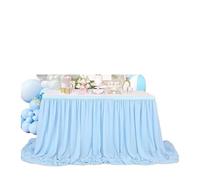White Table Skirt For Chiffon Wedding Tablecloth Fabric For Sweetheart Birthday Party Cake Decora for Banquet Wedding Birthday Party(BLUE,70X426cm)
