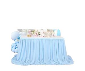 White Table Skirt For Chiffon Wedding Tablecloth Fabric For Sweetheart Birthday Party Cake Decora for Banquet Wedding Birthday Party(BLUE,70X426cm)