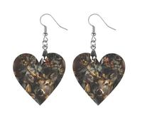 White Tail Buck in Fall Cute Wooden Earrings for Women Dangling