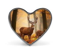 White Tail Deer Autumn Button Pin Round Metal Badge Aesthetic Lapel Pin for Clothes Hats Backpacks Wildlife Nature Gift