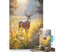 White Tailed Deer 1000 Adult Pieces Jigsaw Puzzle Mind Challenge Toy Neat Cut Perfect Alignment Family Fun Night Activity (38x52cm)