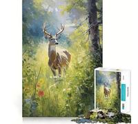 White Tailed Deer Adult Jigsaw Puzzles1000 Pieces Brain Game Gift High Precision Die Cut Relaxing Indoor Group Activity (38x26cm)