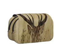White Tailed Deer Flip-Top Double-Layer Pencil Case,Large Capacity (Holds 50 Pens/Pencis),Full-Print Durable Polyester School Office Supplies