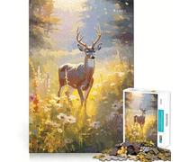 White Tailed Deer Jigsaw 1000 Pieces for Teenagers Memory Train Fun Clean Seamless Connection Relaxing Indoor Group Activity (50x75cm)