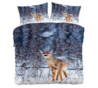 White-tailed deer Single Size Duvet Cover Sets Peaceful and healing Bedding Set, Soft and Comfortable Microfiber Quilt Cover and 2 Pillowcases 50×75, for Room Decor HF858