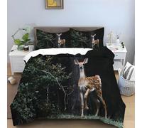 White-Tailed Deer Super King Duvet Cover - Forest Bedding Sets, Soft Microfibre Quilt Cover, Reversible Duvet Covers with Zipper Closure, 2 Pillow Cases 50x75 cm -Ai3330