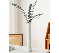 White Tall Vase, 40.6cm Skinny Pretty Waist Ceramic Vase, Handmade Flower Vases for Entryway, Bookshelf, Fireplace, Shelf Decorative