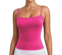 White Tank Tops Women Built in Bra Black Women's Basic Double Lined Scoop Neck Tank Tops Adjustable Cami Shirt Summer Sleeveless Top 2026 New Ladies Daily Casual Comfortable Home Wear 2XL 3XL XXL XL