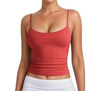 White Tank Tops Women Built in Bra Black Women's Basic Double Lined Scoop Neck Tank Tops Adjustable Cami Shirt Summer Sleeveless Top 2026 New Ladies Daily Casual Comfortable Home Wear 2XL 3XL XXL XL
