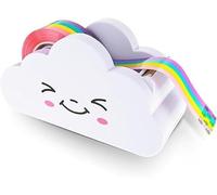 White Tape Desk Dispenser Cloud Tape Cutter with Rainbow Tape Dispenser Cute Tape Dispenser Holder for Home School Office Stationary Packaging Wrapping Craft Supplies