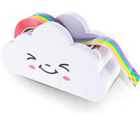 White Tape Dispenser, 2025 Upgraded Tape Desk Dispenser Cute Tape Dispenser Cloud Tape Cutter with Rainbow Novelty, Tape Dispenser Holder for Home School Office Stationary Packaging