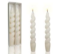 White Taper Candles Twisted Candlesticks Set of 2-Short 7 inch Dinner Candle Sticks Unscented Spiral Candle Decorative Smokeless 4-6 Hour Burn Time for Women's Gift Wedding Party Holiday