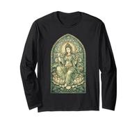 White Tara Tibetan Buddhism Goddess Ancient Stained Glass Long Sleeve T-Shirt