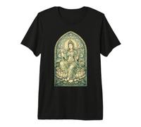 White Tara Tibetan Buddhism Goddess Ancient Stained Glass Premium T-Shirt