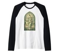 White Tara Tibetan Buddhism Goddess Ancient Stained Glass Raglan Baseball Tee