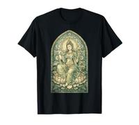 White Tara Tibetan Buddhism Goddess Ancient Stained Glass T-Shirt