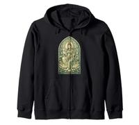 White Tara Tibetan Buddhism Goddess Ancient Stained Glass Zip Hoodie