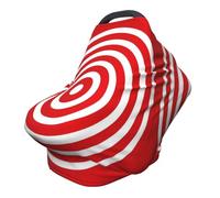 White Target Nursing Cover 360° Full Coverage Concentric Circles Stretch Scarf for Breastfeeding and Car Seat Cover Fit for Most Pushchairs and Prams