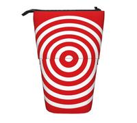 White Target Standing Pencil Case Concentric Circles Pen Pouch Holder Telescopic Pencil Bag Pop Up Cosmetics Bag Stationery Organizer for School Office Travel