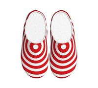 White Target Women's Slippers Flannel House Slippers for Men Concentric Circles Non-Slip Warm Winter Shoes for Indoor Outdoor UK 6-7