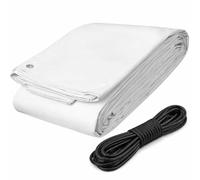 White Tarpaulin 1.5 x 2 m Waterproof Heavy-Duty 90 GSM - UV and Mould Resistant PE Tarp Sheet with Aluminium Eyelets, Reinforced Edges - Includes 10m Black Bungee Rope - Outdoor DIY Cover
