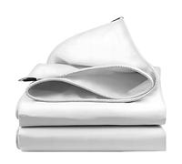 White Tarpaulin PVC Sheet Cover with Grommets and Reinforced Edges 2x2m 2x3m 2x4m, Easy Foldable, Durable, Waterproof, Oilproof(4x5m(13.1ftx16.4ft))