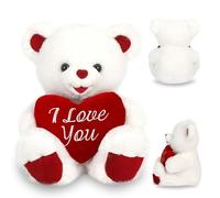 White Teddy Bear Holding Red Heart with "I Love You" ,Stuffed Animal Soft Cuddly,Plush Toy,Romantic Gift,Cute White Teddy Gift for Anniversary,Children Birthdays,Christmas,Valentine's,Girlfriend,Wife