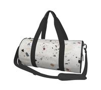White terrazzo Duffle Bag for Women Men Personal Item Travel Bags Canvas Weekender Overnight Bag Lightweight Sports Tote Gym Bags Carry On Luggage Bag, Black, One Size