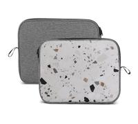 White Terrazzo Laptop Sleeve Case Waterproof Shock Resistant Notebook Protective Bag Lightweight Carrying Case Compatible 14 Inch Laptop