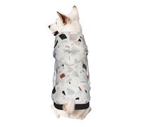 White terrazzo Printed Dog Hoodie Soft Dog Sweatshirt Cute Cat Dog Clothes for Small Dogs Kitten Puppy, L