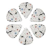 White Terrazzo Printed Guitar Picks -6 Pcs Guitar Picks Plectrum,Guitar Accessories,Electric Guitar Pick, Bass & Ukulele 0.71mm