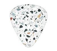 White Terrazzo Printed Guitar Picks With Organizer Storage Box 0.46 0.71 0.96 Mm Includes Thin Medium Heavy For Bass Electric Acoustic Guitars Ukulele 12 Pack