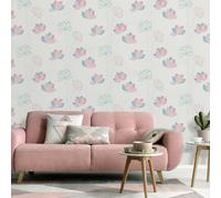 White Textured Wallpaper Rose Blue Floral Flower Stems Non-Woven Vinyl Erismann