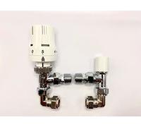 White Thermostatic Angled Radiator Valve 1/2" - 15mm + 90° Degree Connector