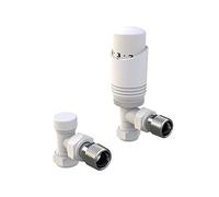 White Thermostatic Radiator Valve Angled Corner or Straight White Radiator TRV Thermostat Valves (Angled)