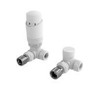 White Thermostatic Radiator Valve Angled Corner or Straight White Radiator TRV Thermostat Valves (Corner)