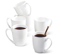White Thin Over 45% Bone Content Fine Bone China Coffee Mugs 10 oz, Lightweight Porcelain Cups for Espresso Latte Mocha Cappuccino, Luxury Ceramic Tea Cup, Set of 6 Dishwasher Microwave Freezer Safe