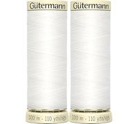 White Thread...2 X 100m Gutermann Sew-All Polyester Thread for Hand or Machine Sewing, White 800 - Bundled by SEWBOX