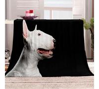 White Throw Blanket 3D Bull Terrier Microfiber Fleece Blanket Warm Soft Plush Throw Blankets for Sofa Couch Bed Sofa Chair, Flannel Blanket 150 x 200 cm for Teens Adults E49