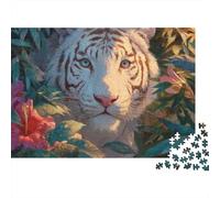 White Tiger 1,000 Pieces Recycled Cardboard White Tiger Puzzle for Puzzle Lovers Easy to Grip Screen-free Activity 52x38cm/1000pcs