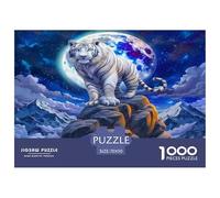 White Tiger 1000 Pc Puzzle Game for Men Women - White Tiger Moon Mountain Majestic Mystical The Whole Family Activity Educational Game Challenge70x50cm/1000pcs