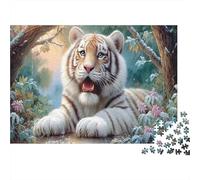 White Tiger 1000 Piece Jigsaw Misty Forest Stream As A Gift Mental Relaxation Birthday Present Wall Decor Framed Puzzle Art for Adults 52x38cm/1000pcs