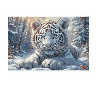 White Tiger 1000 Piece Jigsaw Puzzle for Adults Teens Luminous Enchanted Beasts Craft Room Decor Creative Project Whimsical Artwork for Crafters 1000 PCS