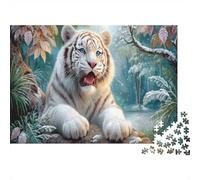White Tiger 1000 Piece Jigsaw Snow-covered Forest As A Gift Mental Relaxation Birthday Present for Mum Senior Leisure Enthusiasts 70x50cm/1000pcs