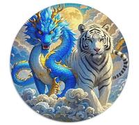 White Tiger 1000 Piece Jigsaws Circular Jigsaw for Adults And Kids Cool Unique Challenge Games Scene Creative 1000pcs (67.5x67.5cm)